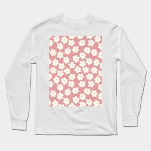 groovy retro y2k 2000s big flower power 1960s 60s 70s danish aesthetics coconut girl ditsy daisies peach pastel pink Long Sleeve T-Shirt